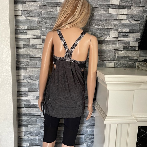 Lululemon" Rest Less Tank Heathered Gray & black - Picture 8 of 14